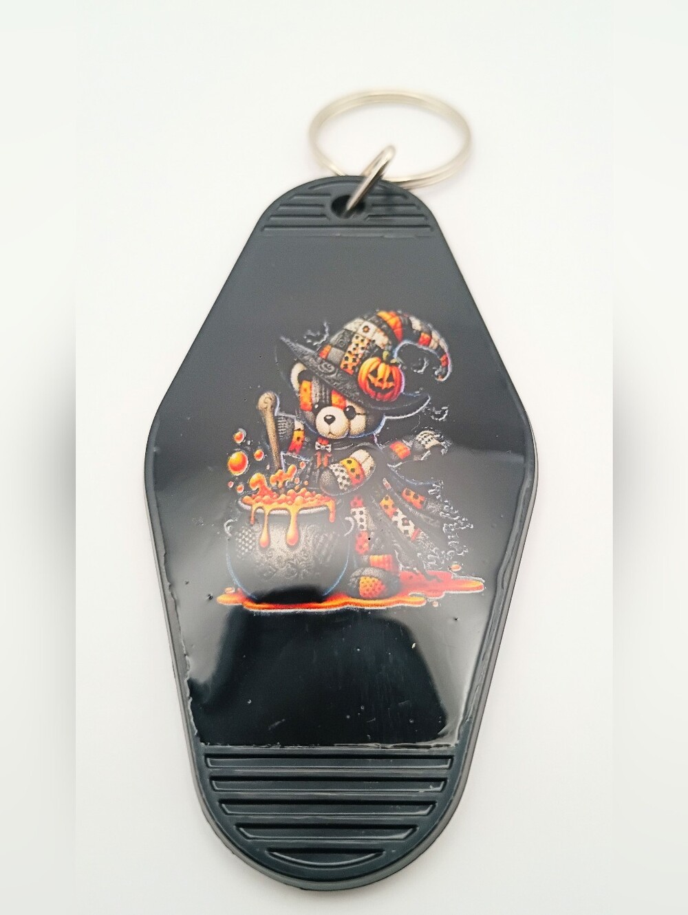 Black Halloween Bear Key & Card Holder Keychain